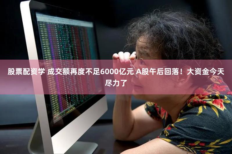 股票配资学 成交额再度不足6000亿元 A股午后回落！大资金今天尽力了